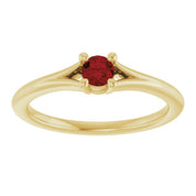 14K Yellow Natural Mozambique Garnet Youth Solitaire Ring