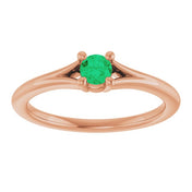 14K Rose Lab-Grown Emerald Youth Solitaire Ring
