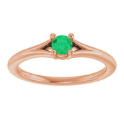 14K Rose Lab-Grown Emerald Youth Solitaire Ring