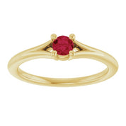 14K Yellow Lab-Grown Ruby Youth Solitaire Ring