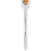 14K White Natural Citrine Youth Solitaire Ring