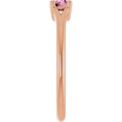 14K Rose Natural Pink Tourmaline Youth Solitaire Ring