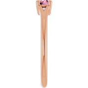 14K Rose Natural Pink Tourmaline Youth Solitaire Ring