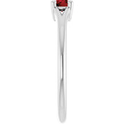 Platinum Natural Mozambique Garnet Youth Solitaire Ring