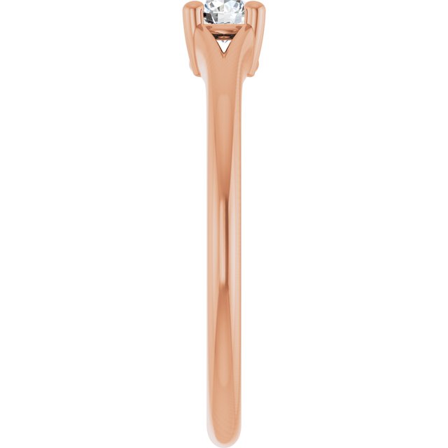 14K Rose Natural White Sapphire Youth Solitaire Ring