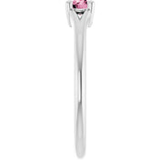14K White Natural Pink Tourmaline Youth Solitaire Ring