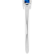 14K White Natural Blue Sapphire Youth Solitaire Ring