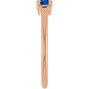 14K Rose Natural Blue Sapphire Youth Solitaire Ring