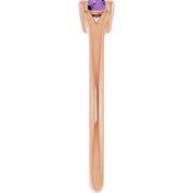 14K Rose Natural Amethyst Youth Solitaire Ring