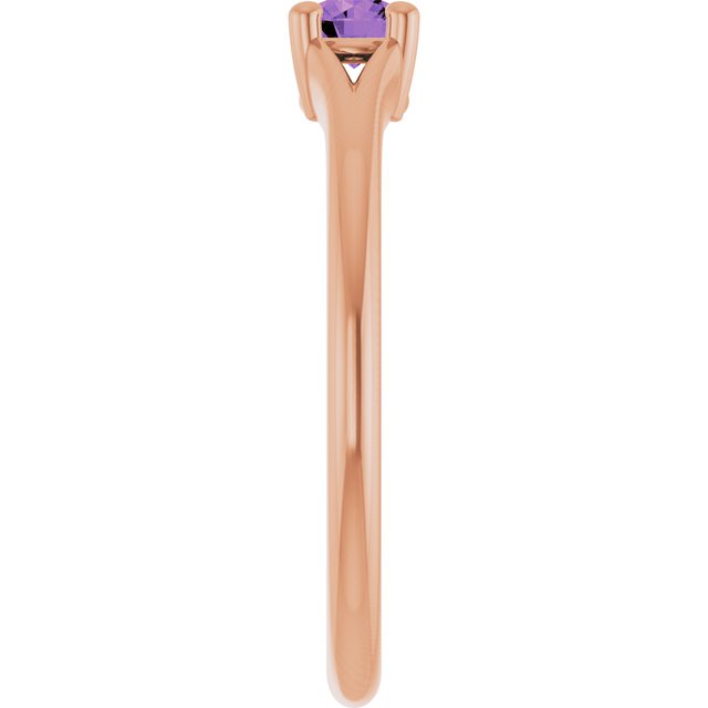 14K Rose Natural Amethyst Youth Solitaire Ring