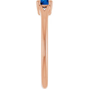 14K Rose Lab-Grown Blue Sapphire Youth Solitaire Ring