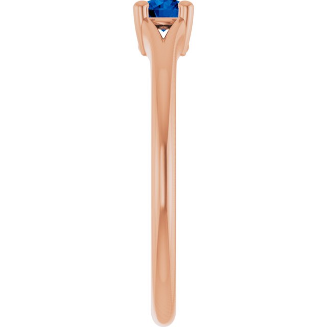 14K Rose Lab-Grown Blue Sapphire Youth Solitaire Ring