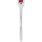 14K White Natural Ruby Youth Solitaire Ring