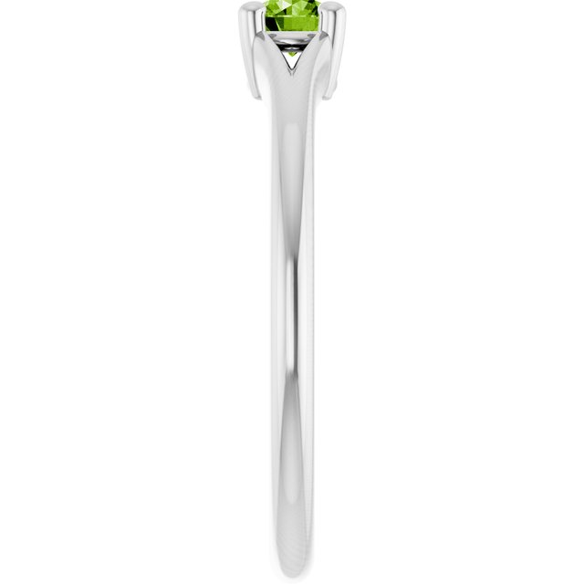 Platinum Natural Peridot Youth Solitaire Ring