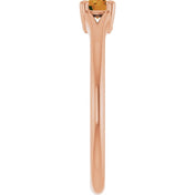 14K Rose Natural Citrine Youth Solitaire Ring