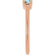 14K Rose Natural Blue Zircon Youth Solitaire Ring