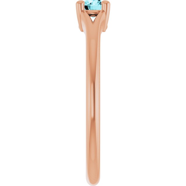 14K Rose Natural Blue Zircon Youth Solitaire Ring