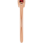 14K Rose Natural Mozambique Garnet Youth Solitaire Ring