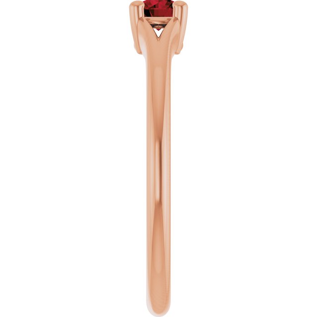 14K Rose Natural Mozambique Garnet Youth Solitaire Ring
