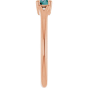 14K Rose Lab-Grown Alexandrite Youth Solitaire Ring