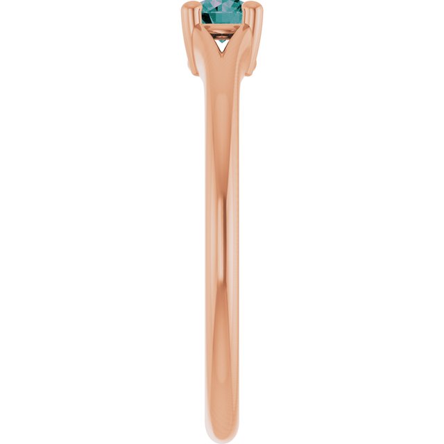 14K Rose Lab-Grown Alexandrite Youth Solitaire Ring
