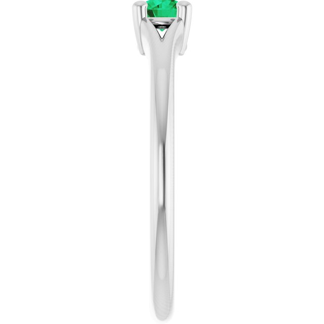 Sterling Silver Lab-Grown Emerald Youth Solitaire Ring