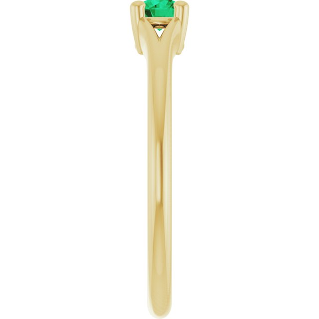 14K Yellow Lab-Grown Emerald Youth Solitaire Ring