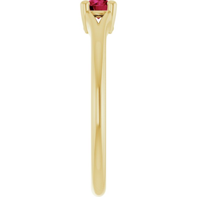14K Yellow Lab-Grown Ruby Youth Solitaire Ring