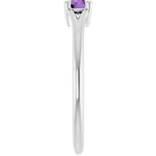 14K White Natural Amethyst Youth Solitaire Ring