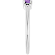 14K White Natural Amethyst Youth Solitaire Ring