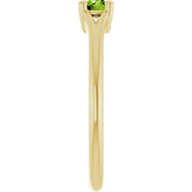 14K Yellow Natural Peridot Youth Solitaire Ring