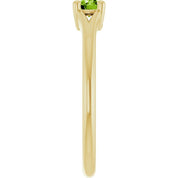 14K Yellow Natural Peridot Youth Solitaire Ring