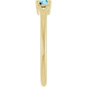 14K Yellow Natural Aquamarine Youth Solitaire Ring