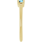 14K Yellow Natural Aquamarine Youth Solitaire Ring