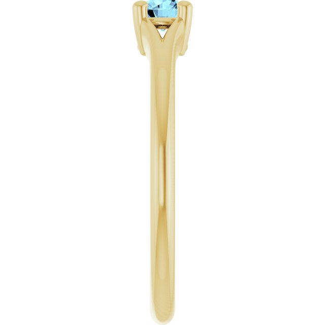 14K Yellow Natural Aquamarine Youth Solitaire Ring