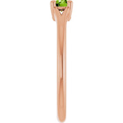 14K Rose Natural Peridot Youth Solitaire Ring