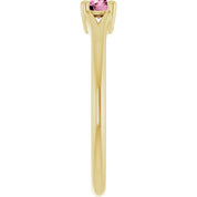 14K Yellow Natural Pink Tourmaline Youth Solitaire Ring