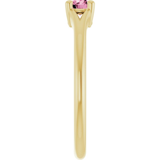 14K Yellow Natural Pink Tourmaline Youth Solitaire Ring