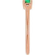 14K Rose Natural Emerald Youth Solitaire Ring