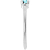 Platinum Natural Blue Zircon Youth Solitaire Ring