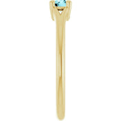 14K Yellow Natural Blue Zircon Youth Solitaire Ring