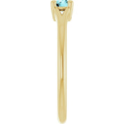 14K Yellow Natural Blue Zircon Youth Solitaire Ring