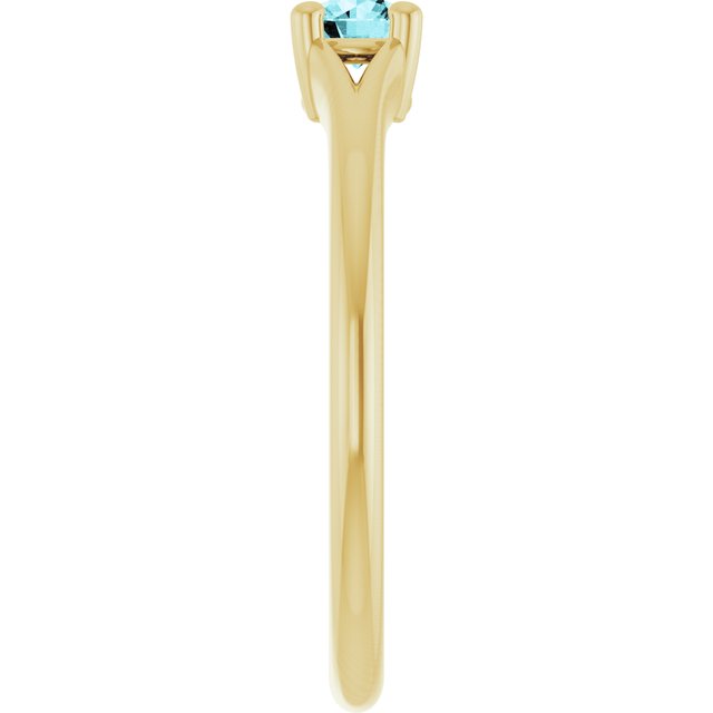 14K Yellow Natural Blue Zircon Youth Solitaire Ring