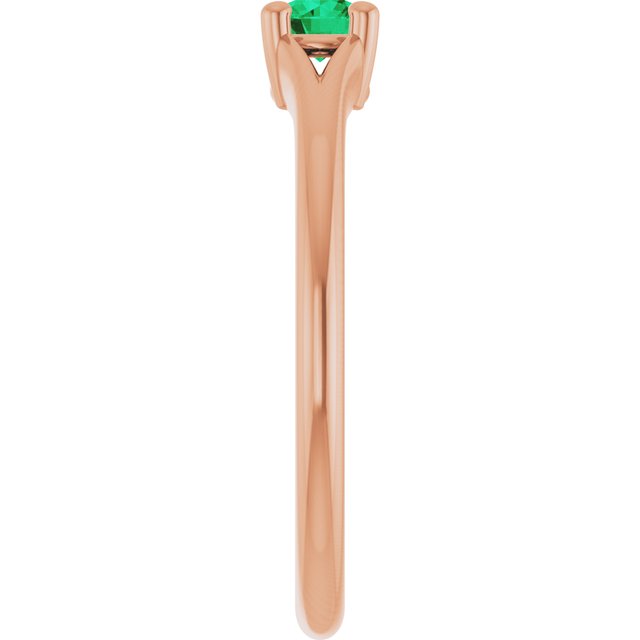 14K Rose Lab-Grown Emerald Youth Solitaire Ring