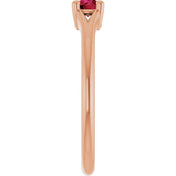 14K Rose Natural Ruby Youth Solitaire Ring