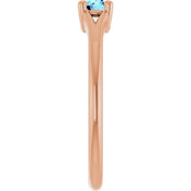 14K Rose Natural Aquamarine Youth Solitaire Ring
