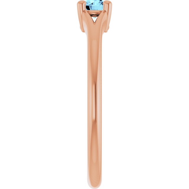 14K Rose Natural Aquamarine Youth Solitaire Ring