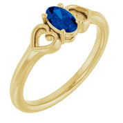 14K Yellow Natural Blue Sapphire Youth Heart Ring