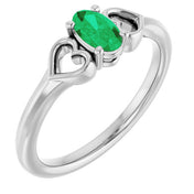 Platinum Natural Emerald Youth Heart Ring