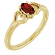 14K Yellow Natural Mozambique Garnet Youth Heart Ring